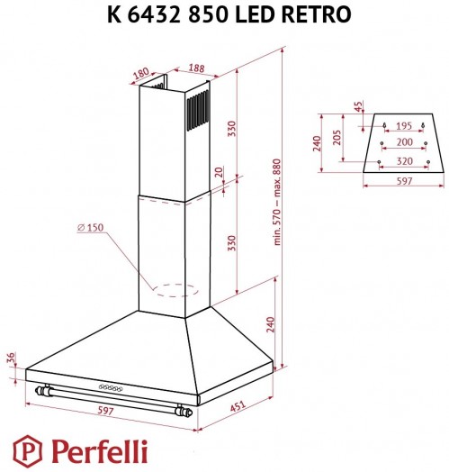 Perfelli K 6432 BL 850 LED Retro