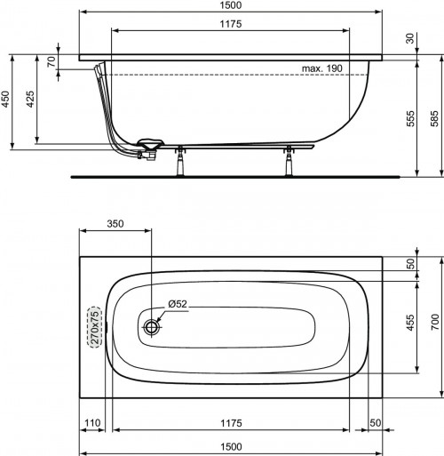 Ideal Standard i.life 150x70 T475701