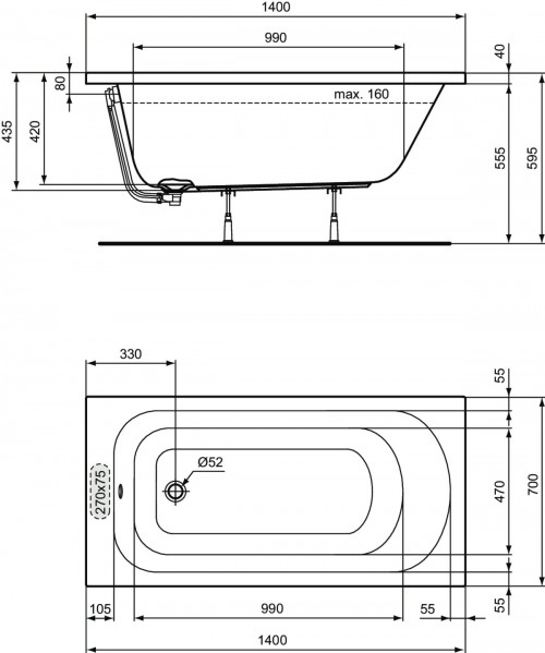 Ideal Standard Simplicity 140x70 W004101