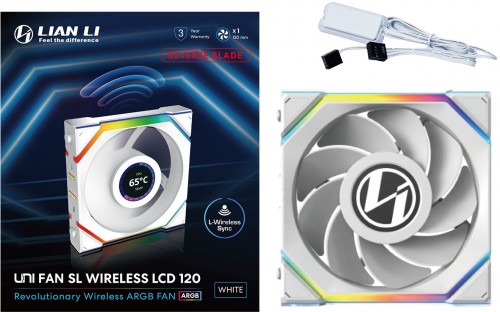 Lian Li Uni Fan SL120 Wireless LCD Reverse White