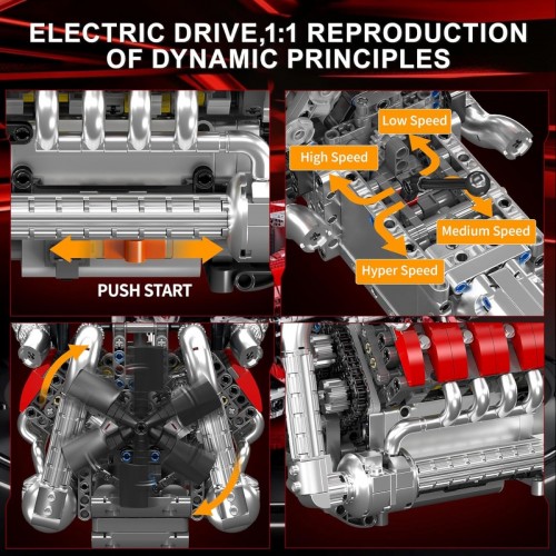Mould King Car V8 Engine and Transmission 10203
