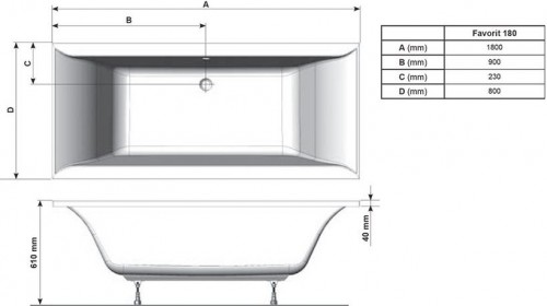 Ravak Favorit 180x80 XC00100124