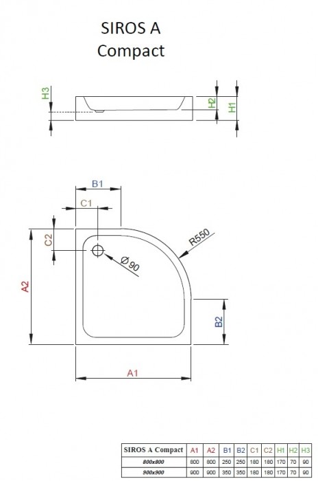 Radaway Siros A Compact SBA8817-2