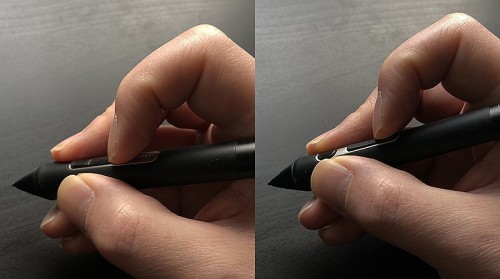 Wacom Pro Pen 3D и Wacom Pro Pen 2 в руке