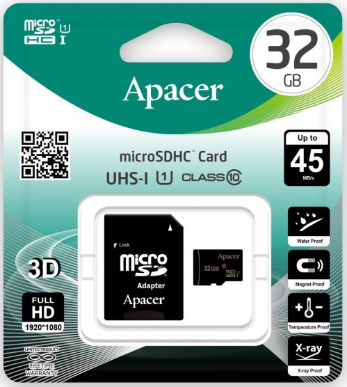 Apacer microSDHC UHS-I Class 10 + SD adapter
