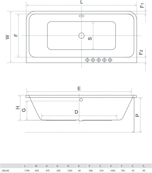 Radaway Arania 180x85 WA1-46-180x085U