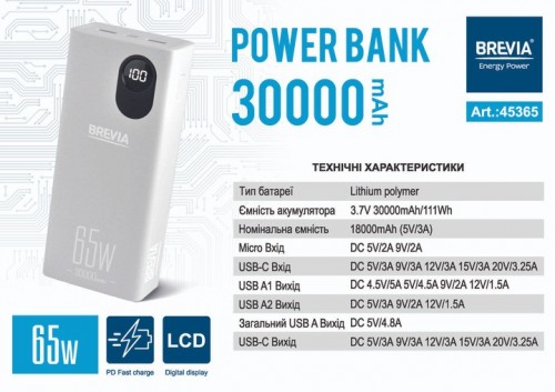 Brevia Powerbank 30000 65W