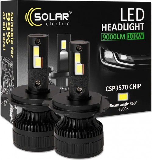 Solar LED H4 6500K 9000Lm 100W 2pcs