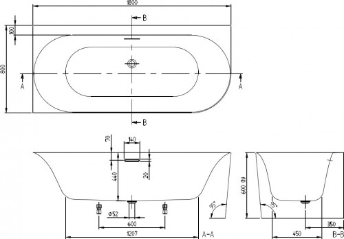 Villeroy & Boch Loop & Friends 180x80 UBA180LOF9CR00V-01