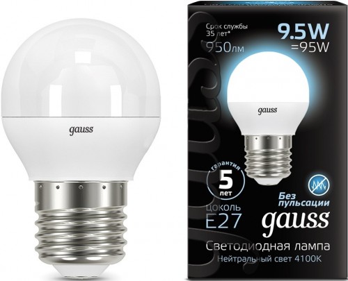 Gauss LED G45 9.5W 4100K E27 105102210