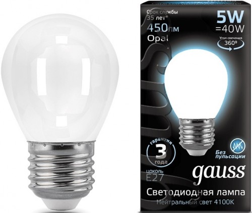 Gauss LED G45 5W 4100K E27 105202205