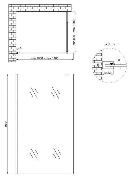 Q-tap Walk-In Standard CRM209.C8 110x120