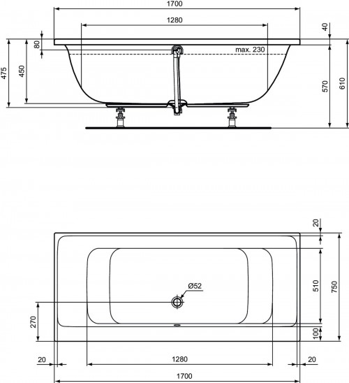 Ideal Standard Connect Air 170x75 E106601