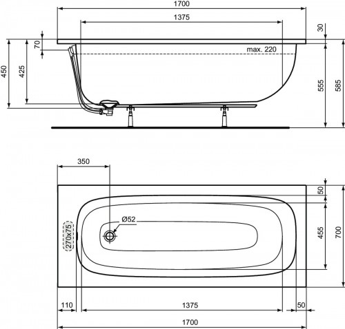 Ideal Standard i.life 170x70 T475901