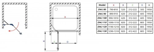 Radaway Almatea DWJ 80 R 30902-01-01N