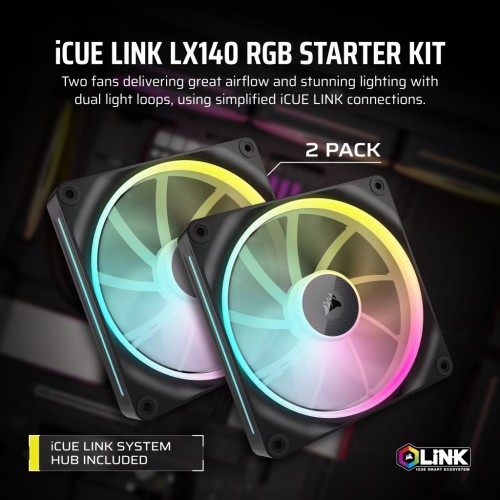 Corsair iCUE LINK LX140 RGB PWM Black Dual Pack