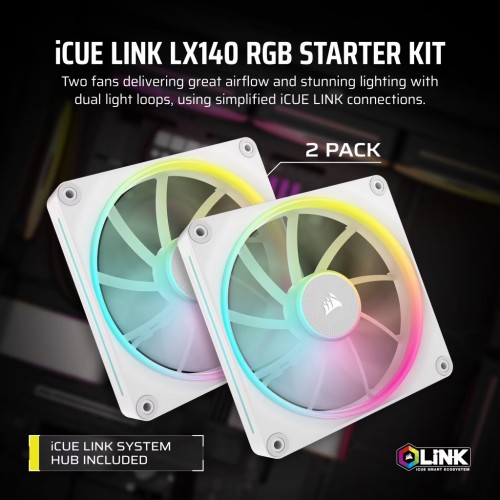 Corsair iCUE LINK LX140 RGB PWM White Dual Pack
