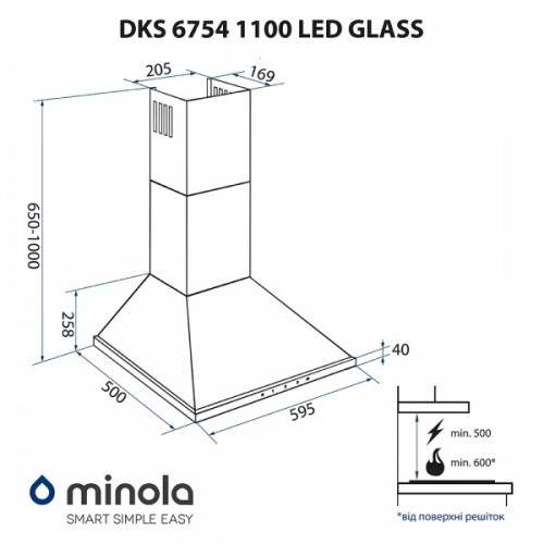 Minola DKS 6754 WH 1100 LED GLASS