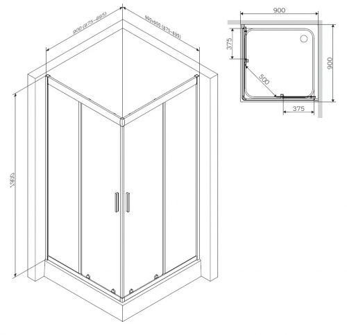 AM-PM Gem Square Slide 90 W90UG-403-090MT