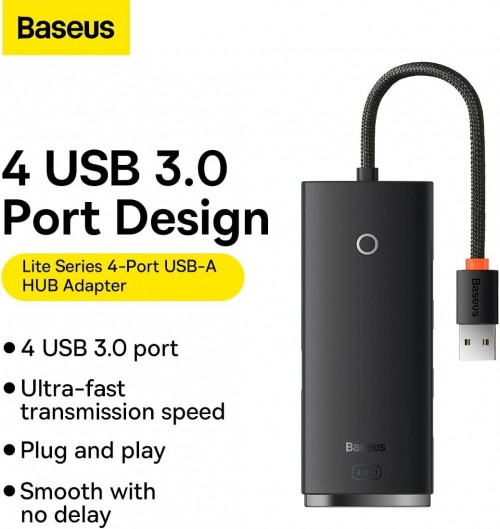 BASEUS Lite Series 5-in-1 USB to 4xUSB-A/USB-C 0.25m