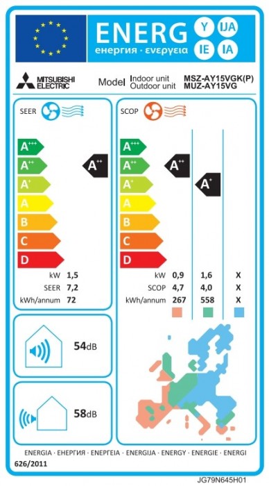Mitsubishi Electric Standard MSZ-AY15VGK/MUZ-AY15VG