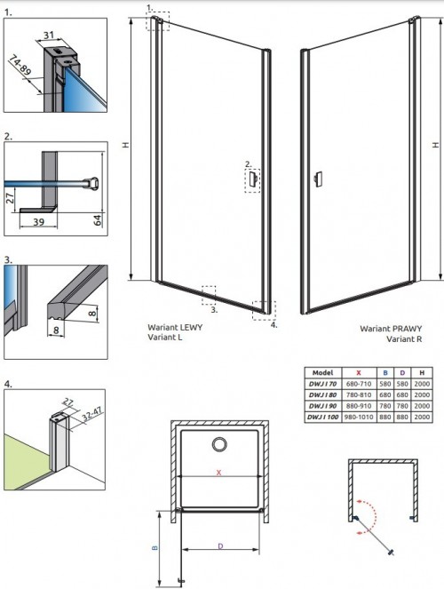 Radaway Nes DWJ I 70 R 10026070-01-01R