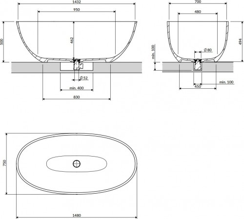 Omnires SHELL M+ 148x75 SHELL148WWBP