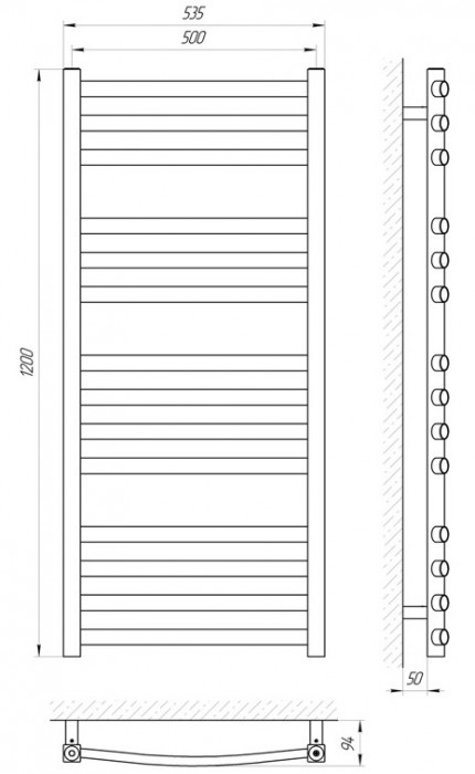 Чертеж с размерами LARIS Grand 535x1200