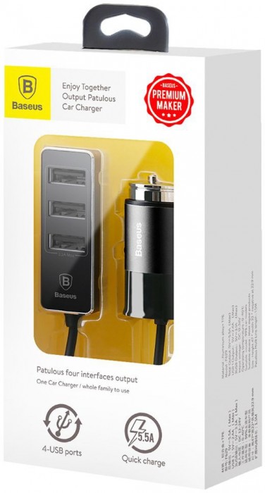 Упаковка BASEUS Enjoy Together 4 USB Car Charger