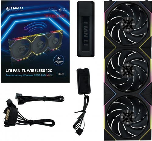 Lian Li Uni Fan TL120 Reverse Blade Wireless 3-pack Black