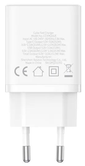 BASEUS Cube Fast Charger C+U 20W