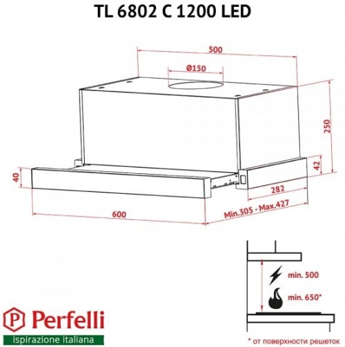 Perfelli TL 6802 C S/I 1200 LED нержавеющая сталь