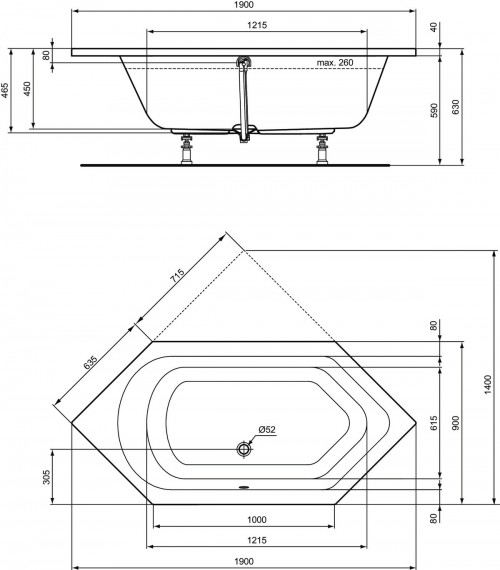 Ideal Standard Hotline New 190x90 K275501