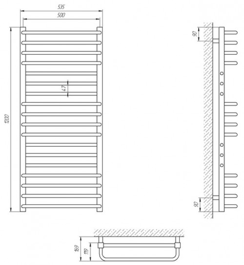 Чертеж с размерами Гермес П18 500х1200