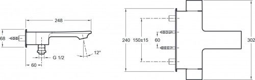 Чертеж с размерами Jacob Delafon Stance E9103
