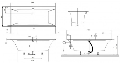 Villeroy & Boch Squaro Edge 12 180x80