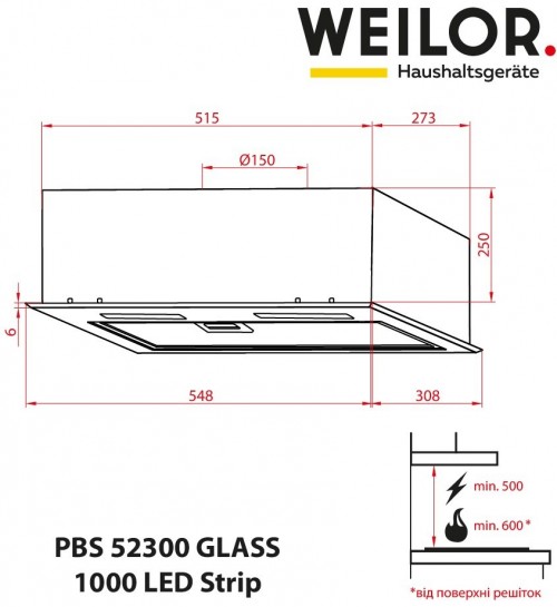 Weilor PBS 52300 GLASS BG 1000 LED Strip бежевый