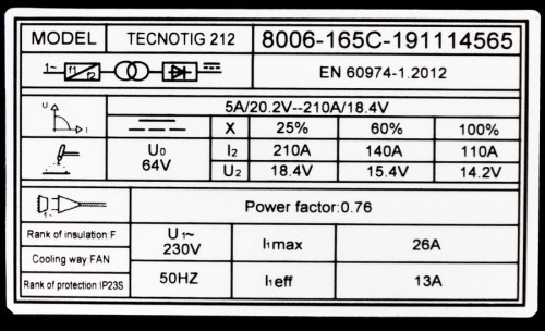 IDEAL Tecno TIG 212 DC Pulse Digital