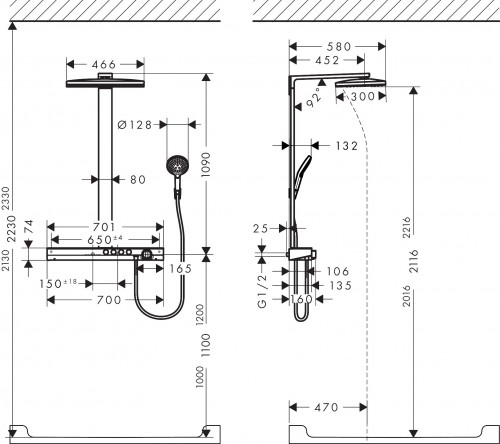 Hansgrohe Rainmaker Select Showerpipe 460 EcoSmart 27028400