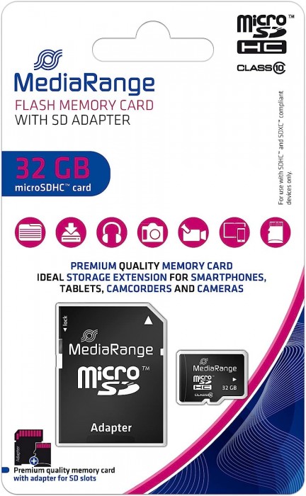 MediaRange microSDHC Class 10 with Adapter 32Gb