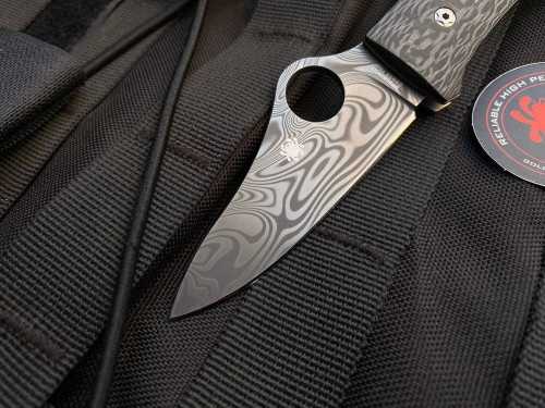 Spyderco Spyopera Carbon Damascus