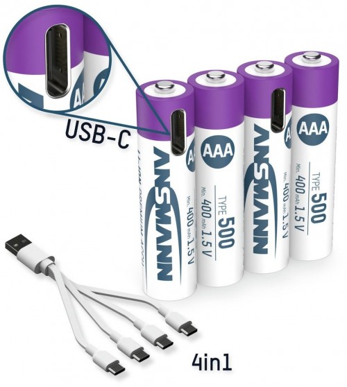 Ansmann 4xAAA 500 mAh USB Type-C