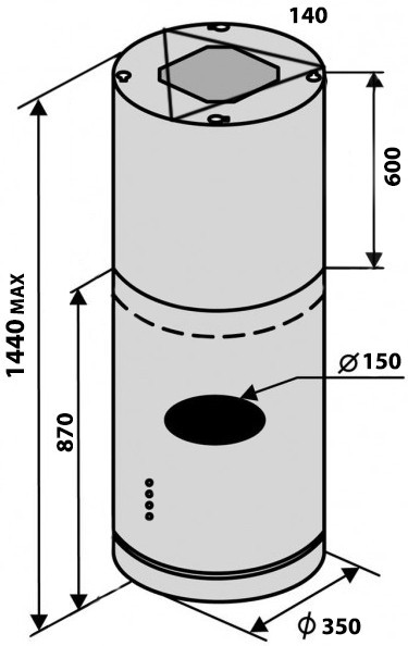 VENTOLUX Isola Cilindro 35 BK (1200) ST MM