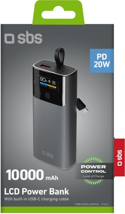 SBS Power Bank 10000 LCD PD 20W