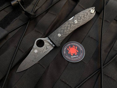 Spyderco Spyopera Carbon Damascus