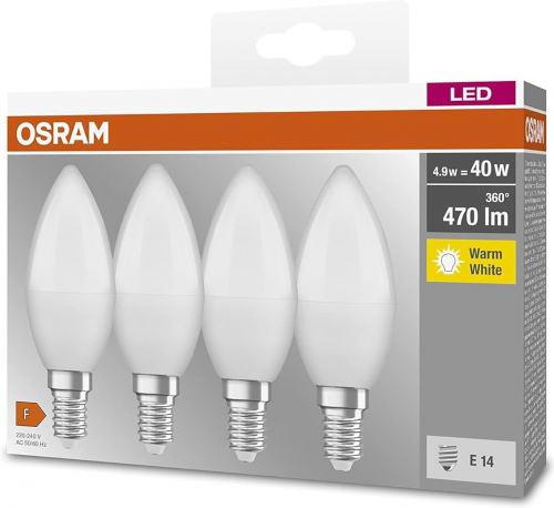 Osram Classic B 4.9W 2700K E14 4 pcs