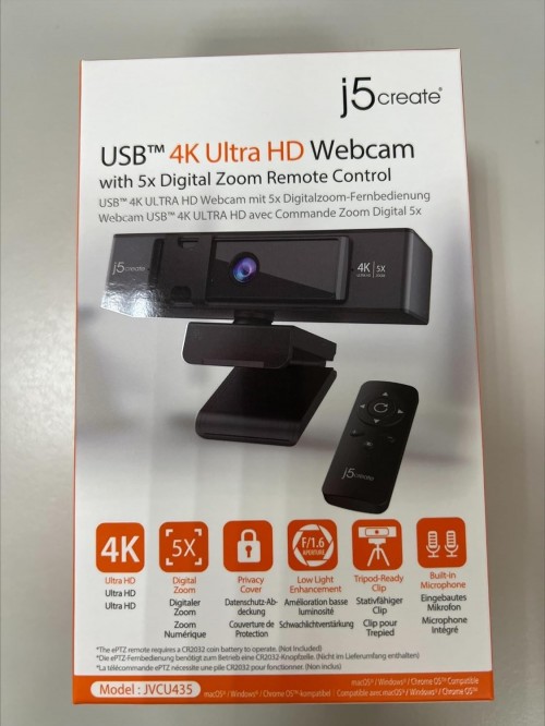 j5create USB 4K ULTRA HD Webcam with 5x Digital Zoom Remote