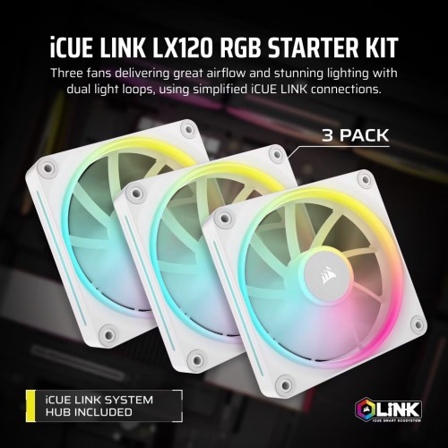 Corsair iCUE LINK LX120 RGB PWM White Triple Pack