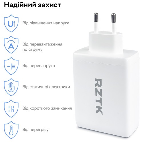 RZTK GaN2 100W USB-A + 2xUSB-C