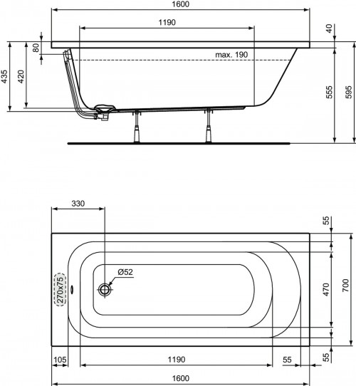 Ideal Standard Simplicity 160x70 W004301